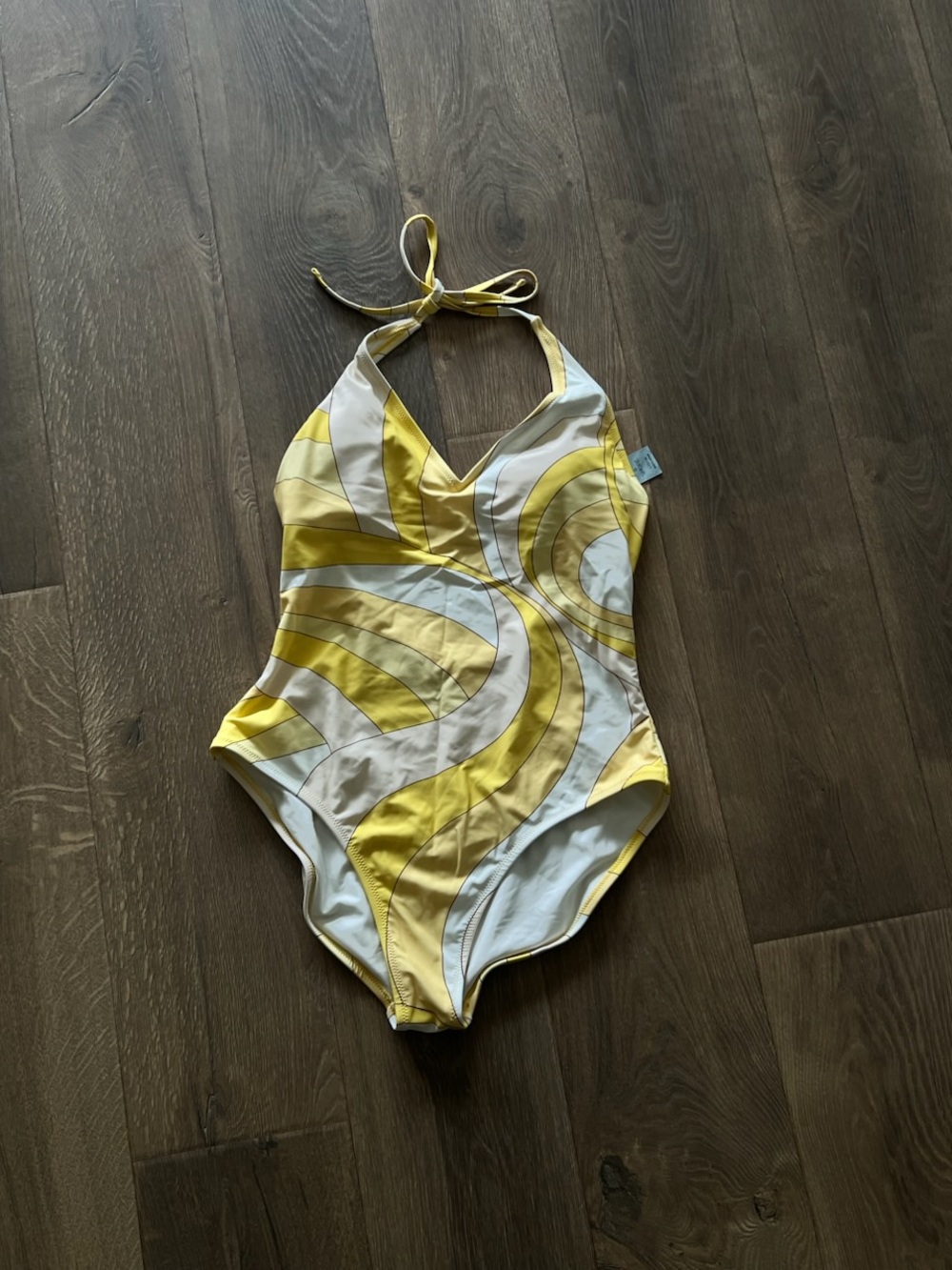 Yellow & White Swirl One-Piece Swimsuit